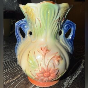 Lusterware Vase 1920s Art Deco Hand Painted Made In Brazil
